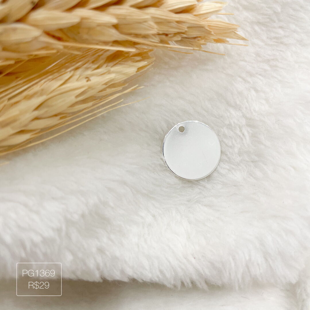 Pingente Redondo 14mm (P) Liso Prateado